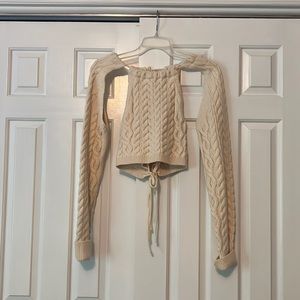 Open back knit sweater cropped